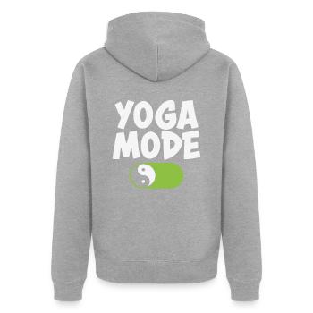 Yoga Mode Yoga Citations - Veste à capuche bio Premium Unisexe - gris chiné - Dos - Nico (187cm)