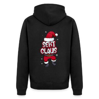 Sekt Claus Weihnachtsmann Kostüm Familien Outfit - Unisex Premium Bio Zip Hoodie - Schwarz - Hinten - Nico (187cm)