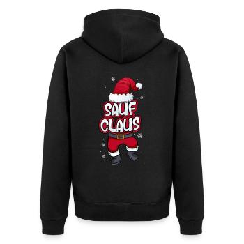 Sauf Claus Weihnachtsmann Kostüm Familien Outfit - Unisex Premium Bio Zip Hoodie - Schwarz - Hinten - Nico (187cm)