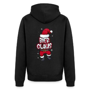 Bier Claus Weihnachtsmann Kostüm Familien Outfit - Unisex Premium Bio Zip Hoodie - Schwarz - Hinten - Nico (187cm)