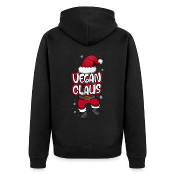 Vegan Claus Weihnachtsmann Kostüm Familien Outfit - Unisex Premium Bio Zip Hoodie - Schwarz - Hinten - Nico (187cm)