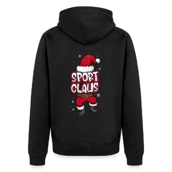 Sport Claus Weihnachtsmann Kostüm Familien Outfit - Unisex Premium Bio Zip Hoodie - Schwarz - Hinten - Nico (187cm)