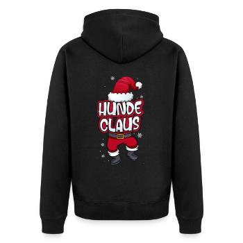 Hunde Claus Weihnachtsmann Kostüm Familien Outfit - Unisex Premium Bio Zip Hoodie - Schwarz - Hinten - Nico (187cm)