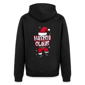Katzen Claus Weihnachtsmann Kostüm Familien Outfit - Unisex Premium Bio Zip Hoodie - Schwarz - Hinten - Nico (187cm)