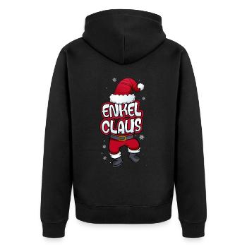 Enkel Claus Weihnachtsmann Kostüm Familien Outfit - Unisex Premium Bio Zip Hoodie - Schwarz - Hinten - Nico (187cm)