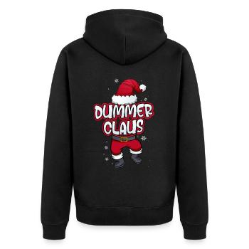 Dummer Claus Weihnachtsmann Kostüm Familien Outfit - Unisex Premium Bio Zip Hoodie - Schwarz - Hinten - Nico (187cm)
