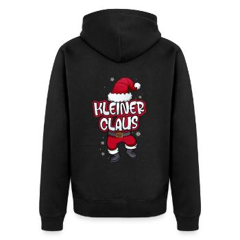 Kleiner Claus Weihnachtsmann Kostüm Familien - Unisex Premium Bio Zip Hoodie - Schwarz - Hinten - Nico (187cm)