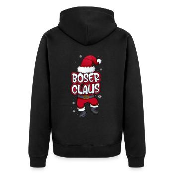 Böser Claus Weihnachtsmann Kostüm Familien Outfit - Unisex Premium Bio Zip Hoodie - Schwarz - Hinten - Nico (187cm)