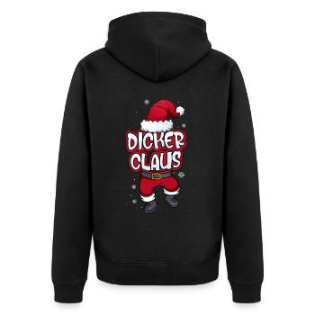 Dicker Claus Weihnachtsmann Kostüm Familien Outfit - Unisex Premium Bio Zip Hoodie - Schwarz - Hinten - Nico (187cm)