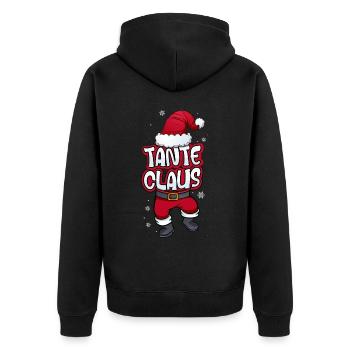 Tante Claus Weihnachtsmann Kostüm Familien Outfit - Unisex Premium Bio Zip Hoodie - Schwarz - Hinten - Nico (187cm)