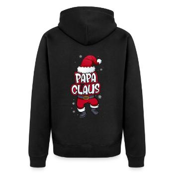 Papa Claus Weihnachtsmann Kostüm Familien Outfit - Unisex Premium Bio Zip Hoodie - Schwarz - Hinten - Nico (187cm)