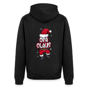 Opa Claus Weihnachtsmann Kostüm Familien Outfit - Unisex Premium Bio Zip Hoodie - Schwarz - Hinten - Nico (187cm)