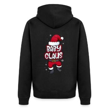 Baby Claus Weihnachtsmann Kostüm Familien Outfit - Unisex Premium Bio Zip Hoodie - Schwarz - Hinten - Nico (187cm)