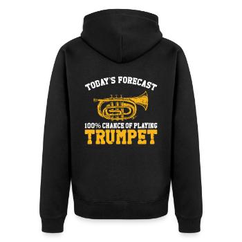 Trumpet Player Vintage Today's - Unisex Premium Bio Zip Hoodie - Schwarz - Hinten - Nico (187cm)