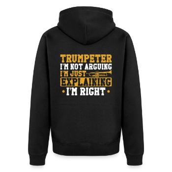 Trumpet Player Vintage Trumpeter - Unisex Premium Bio Zip Hoodie - Schwarz - Hinten - Nico (187cm)