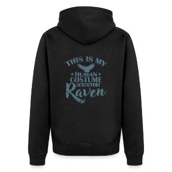 This is my Human Costume I’m Really a Raven - Unisex Premium Bio Zip Hoodie - Schwarz - Hinten - Nico (187cm)