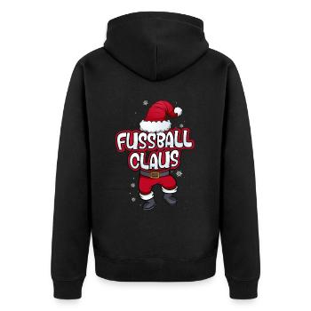 Fußball Claus Weihnachtsmann Kostüm Familien - Unisex Premium Bio Zip Hoodie - Schwarz - Hinten - Nico (187cm)