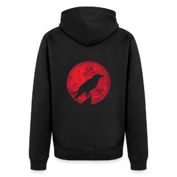 Raven in front of the moon Crow Bird Environment - Unisex Premium Organic Zip Hoodie - black - Back - Nico (187cm)