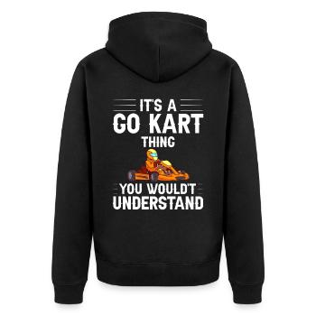Go Kart Racing Indoor Karting Kartsport Kartbahn - Unisex Premium Bio Zip Hoodie - Schwarz - Hinten - Nico (187cm)