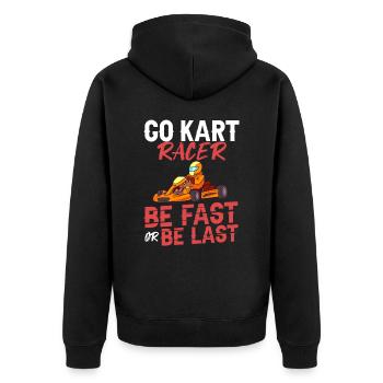 Go Kart Racing Indoor Karting Kartsport Kartbahn - Unisex Premium Bio Zip Hoodie - Schwarz - Hinten - Nico (187cm)