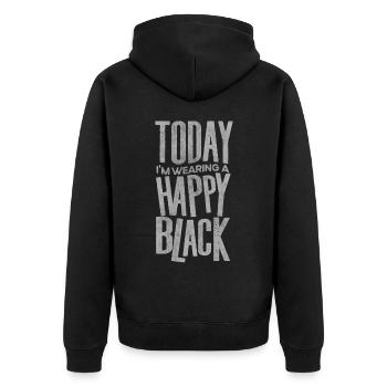 Today I wear a cheerful black - Unisex Premium Organic Zip Hoodie - black - Back - Nico (187cm)