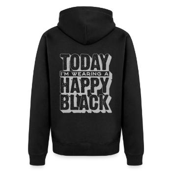 Today I wear a cheerful black - Unisex Premium Organic Zip Hoodie - black - Back - Nico (187cm)