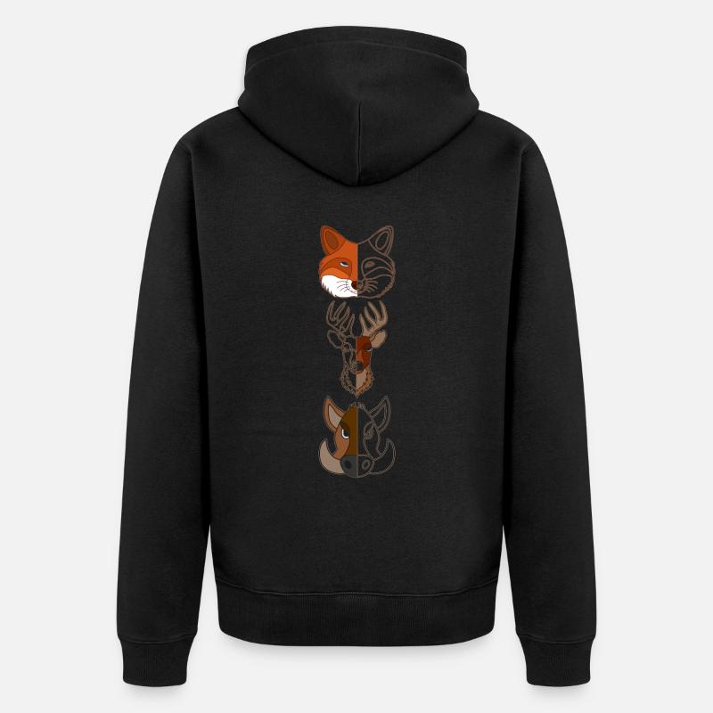 Fuchs Hirsch Wildschein Waldtier Design - Unisex Premium Bio Zip Hoodie - Schwarz