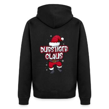 Durstiger Claus Weihnachtsmann Kostüm Familien - Unisex Premium Bio Zip Hoodie - Schwarz - Hinten - Nico (187cm)