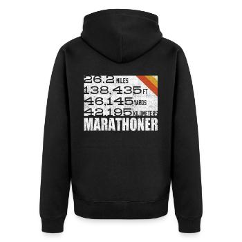 Marathonien, Marathon, Coureurs, 26, 2 - Veste à capuche bio Premium Unisexe - noir - Dos - Nico (187cm)