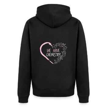 Wissenschaft - We have chemistry - Unisex Premium Bio Zip Hoodie - Schwarz - Hinten - Nico (187cm)