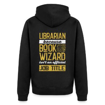 Bibliothekar, Buchassistent, Bibliothek - Unisex Premium Bio Zip Hoodie - Schwarz - Hinten - Nico (187cm)