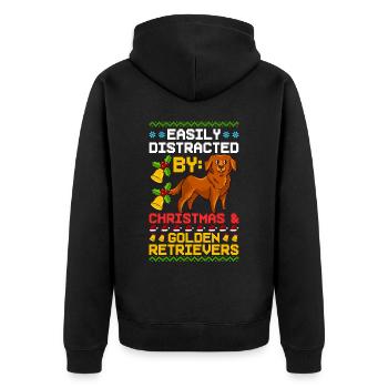 Golden Retriever Hund Welpen Besitzer Weihnachten - Unisex Premium Bio Zip Hoodie - Schwarz - Hinten - Nico (187cm)