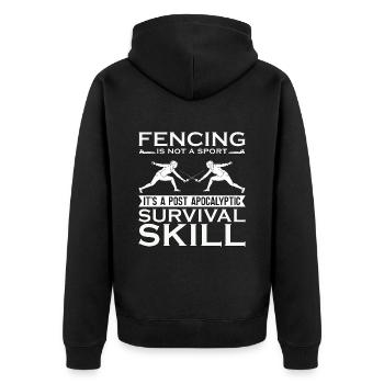 Fencing Is Not A Sport It's Longswords Duel Fencer - Unisex Premium Bio Zip Hoodie - Schwarz - Hinten - Nico (187cm)