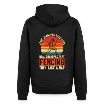 Fencing Some Grandpas Take Retro Sword Duel Fencer - Unisex Premium Bio Zip Hoodie - Schwarz - Hinten - Nico (187cm)