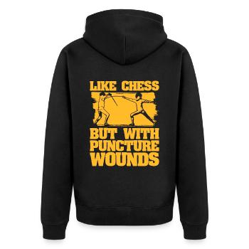 Fencing Like Chess But With Swordsman Sport Fencer - Unisex Premium Organic Zip Hoodie - black - Back - Nico (187cm)