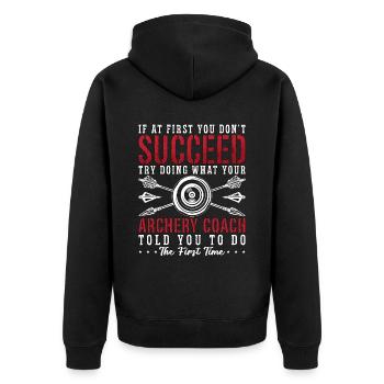 Archery If At First Shooting Sports Hunting Archer - Unisex Premium Bio Zip Hoodie - Schwarz - Hinten - Nico (187cm)