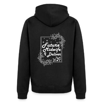 Hebamme Zukünftige Hebamme - Unisex Premium Bio Zip Hoodie - Schwarz - Hinten - Nico (187cm)