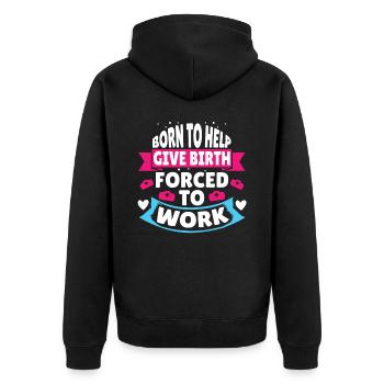 Hebamme Komisch Zukünftige Hebamme - Unisex Premium Bio Zip Hoodie - Schwarz - Hinten - Nico (187cm)