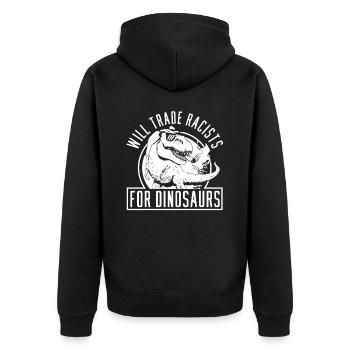 Dinosaure antiraciste - Veste à capuche bio Premium Unisexe - noir - Dos - Nico (187cm)
