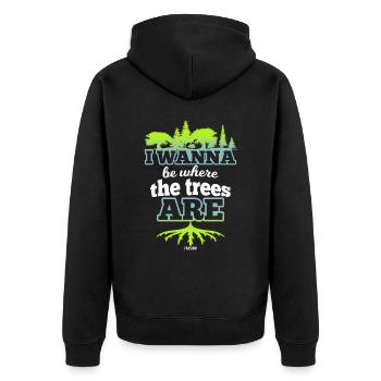 Wald Spaziergang Entspannung Therapie - Unisex Premium Bio Zip Hoodie - Schwarz - Hinten - Nico (187cm)