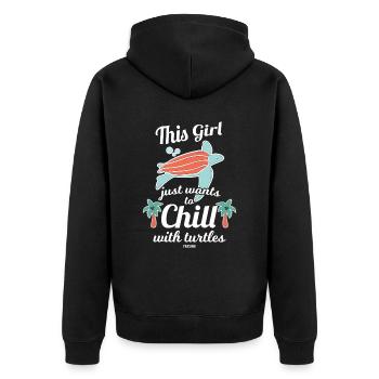 Turtle Woman Girl Child Baby - Unisex Premium Organic Zip Hoodie - black - Back - Nico (187cm)