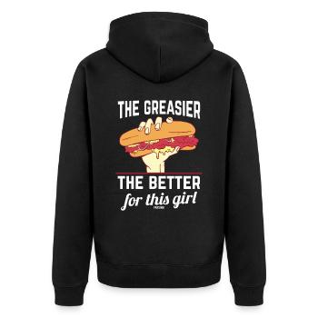 Mädchen Frau Sandwich Fast Food - Unisex Premium Bio Zip Hoodie - Schwarz - Hinten - Nico (187cm)
