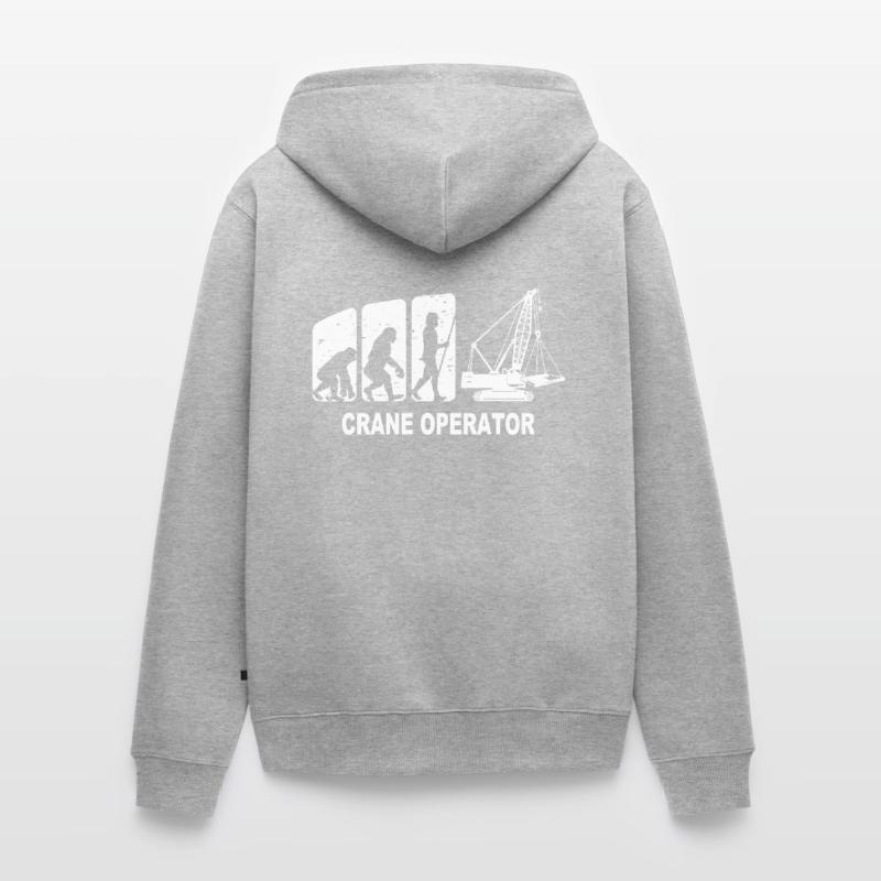 Kranführer Evolution Kranfahrer Unisex Premium Bio Zip Hoodie