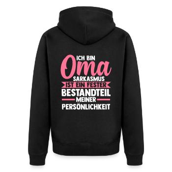 Großmutter Großmama Omi Oma - Unisex Premium Bio Zip Hoodie - Schwarz - Hinten - Nico (187cm)
