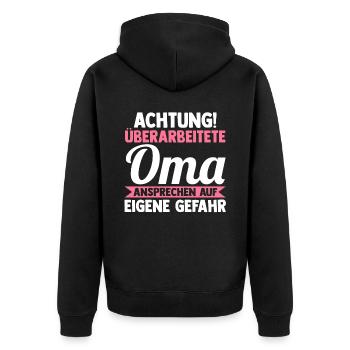 Großmutter Großmama Omi Oma - Unisex Premium Bio Zip Hoodie - Schwarz - Hinten - Nico (187cm)