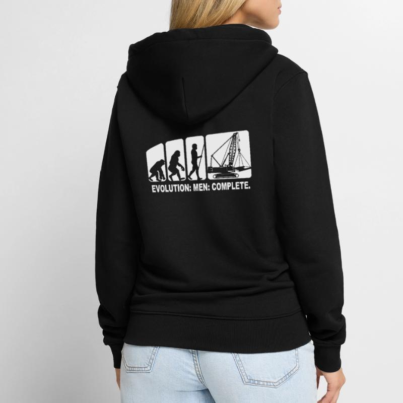Kranführer Evolution Kranfahrer Unisex Premium Bio Zip Hoodie