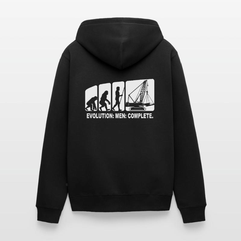 Kranführer Evolution Kranfahrer Unisex Premium Bio Zip Hoodie