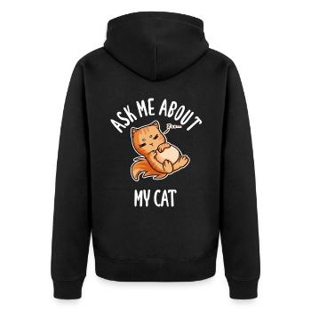 Posez-moi des questions sur mon chat - Veste à capuche bio Premium Unisexe - noir - Dos - Nico (187cm)