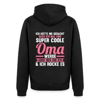 Großmutter Großmama Omi Oma - Unisex Premium Bio Zip Hoodie - Schwarz - Hinten - Nico (187cm)