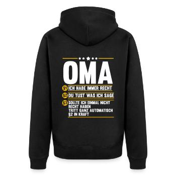 Großmutter Großmama Omi Oma - Unisex Premium Bio Zip Hoodie - Schwarz - Hinten - Nico (187cm)